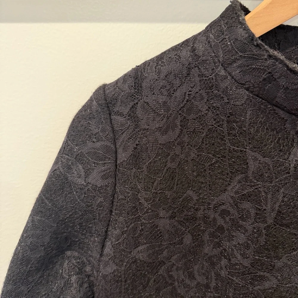 Zara Knit Women's Jacket‎ Black Lace Whimsigoth Open Front Peplum Pockets Small